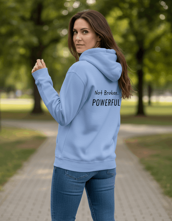 Olive green Signature Hoodie for ADHD and autism pride, made from ultra-soft cotton blend with 'CreativeMIND' printed on the back.